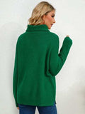 Slit Turtleneck Dropped Shoulder Sweater - Trendsi - Flyclothing LLC