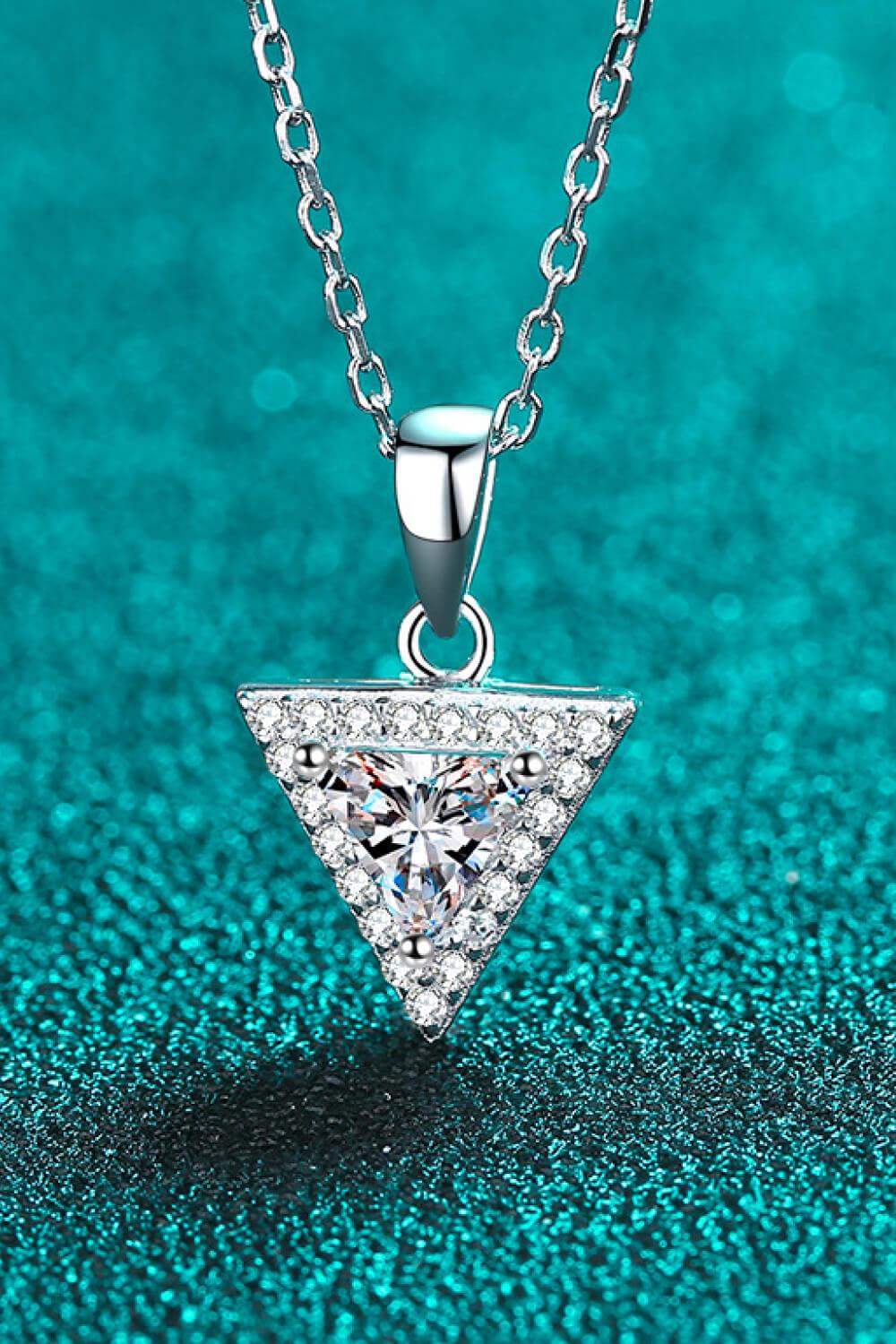 925 Sterling Silver Triangle Moissanite Pendant Necklace - Trendsi - Flyclothing LLC
