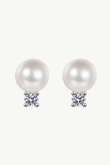 Moissanite Pearl Stud Earrings - Flyclothing LLC