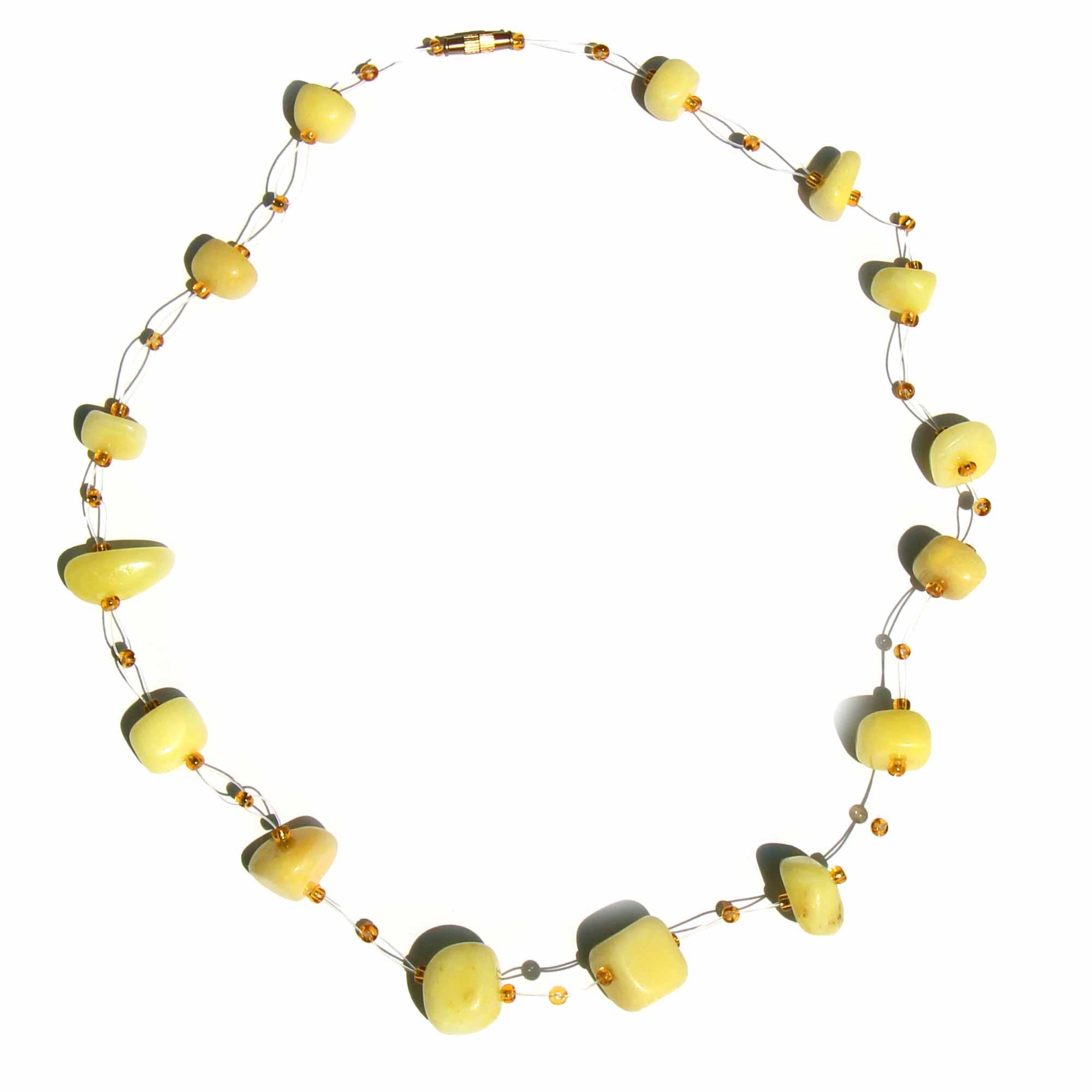 Floating Stone & Maasai Bead Necklace, Yellow - Flyclothing LLC