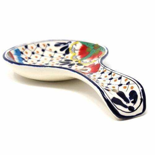 Handmade Pottery Spoon Rest, Dots & Flowers - Encantada - Encantada - Flyclothing LLC