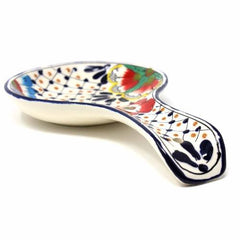 Handmade Pottery Spoon Rest, Dots & Flowers - Encantada - Flyclothing LLC