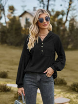 Cable-Knit Dropped Shoulder Hoodie - Trendsi - Flyclothing LLC