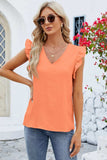 Ruffled V-Neck Cap Sleeve Blouse - Trendsi - Flyclothing LLC