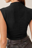 Mock Neck Ruched Cropped Tank - Trendsi - Flyclothing LLC