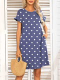Round Neck Flounce Sleeve Dress with Pockets - Trendsi - Flyclothing LLC