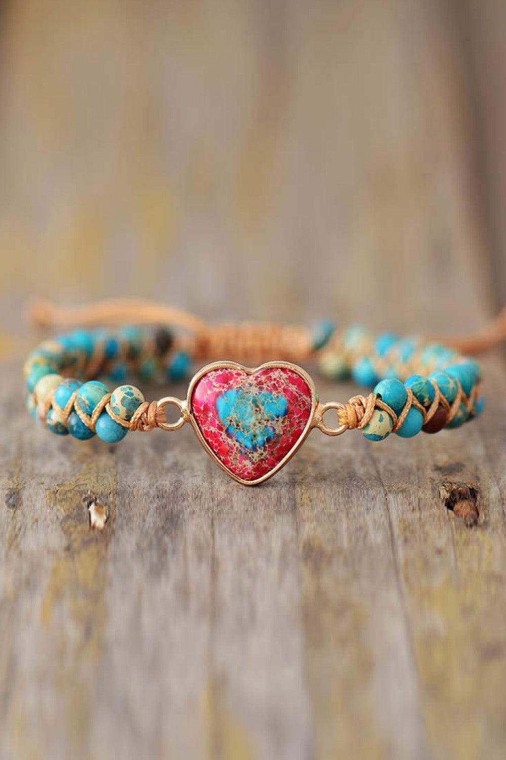 Handmade Heart Shape Natural Stone Bracelet - Trendsi