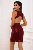 Sequin Cutout Sleeveless Dress - Trendsi