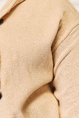 Woven Right Button-Down Long Sleeve Hooded Sweater - Trendsi - Flyclothing LLC