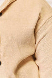 Woven Right Button-Down Long Sleeve Hooded Sweater - Trendsi