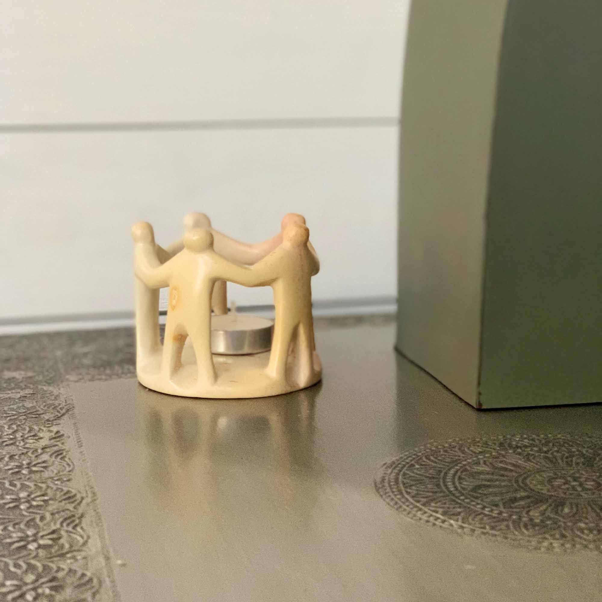 Natural Soapstone Circle of Friends Sculpture - Smolart