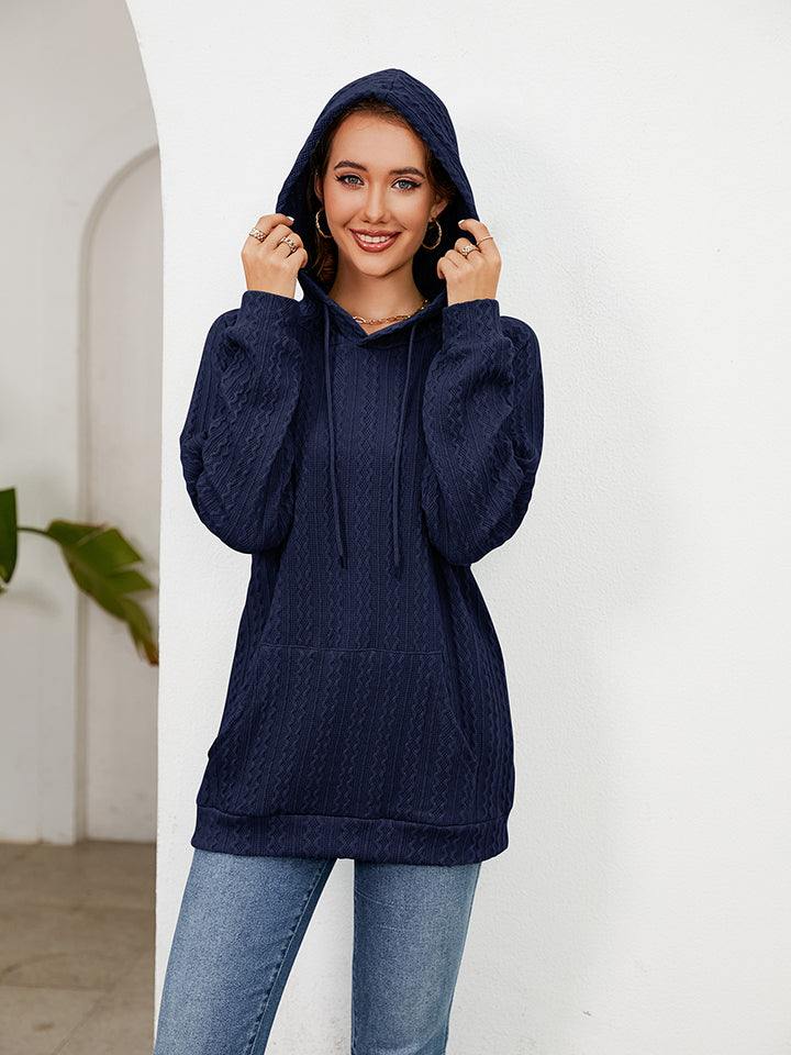Raglan Sleeve Front Pocket Hoodie - Trendsi