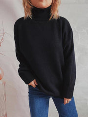Turtleneck Long Sleeve Sweater - Trendsi