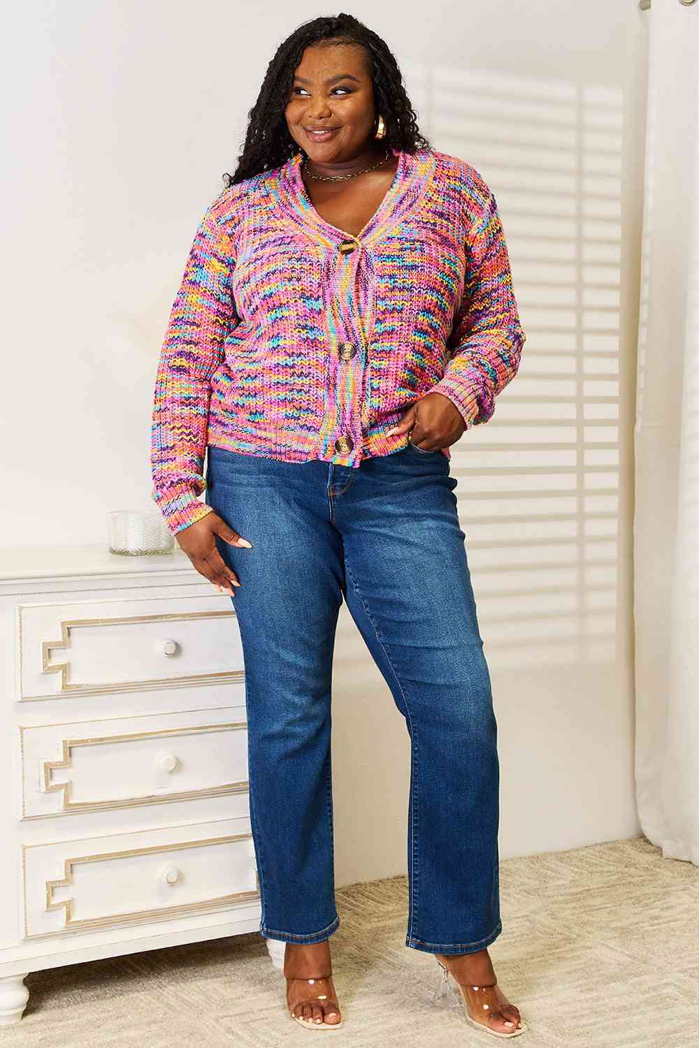 Woven Right V-Neck Long Sleeve Cardigan - Trendsi - Flyclothing LLC