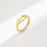 Hand Heart Shape 925 Sterling Silver Open Ring - Trendsi