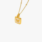 Butterfly Square Titanium Steel Pendant Necklace - Trendsi - Flyclothing LLC