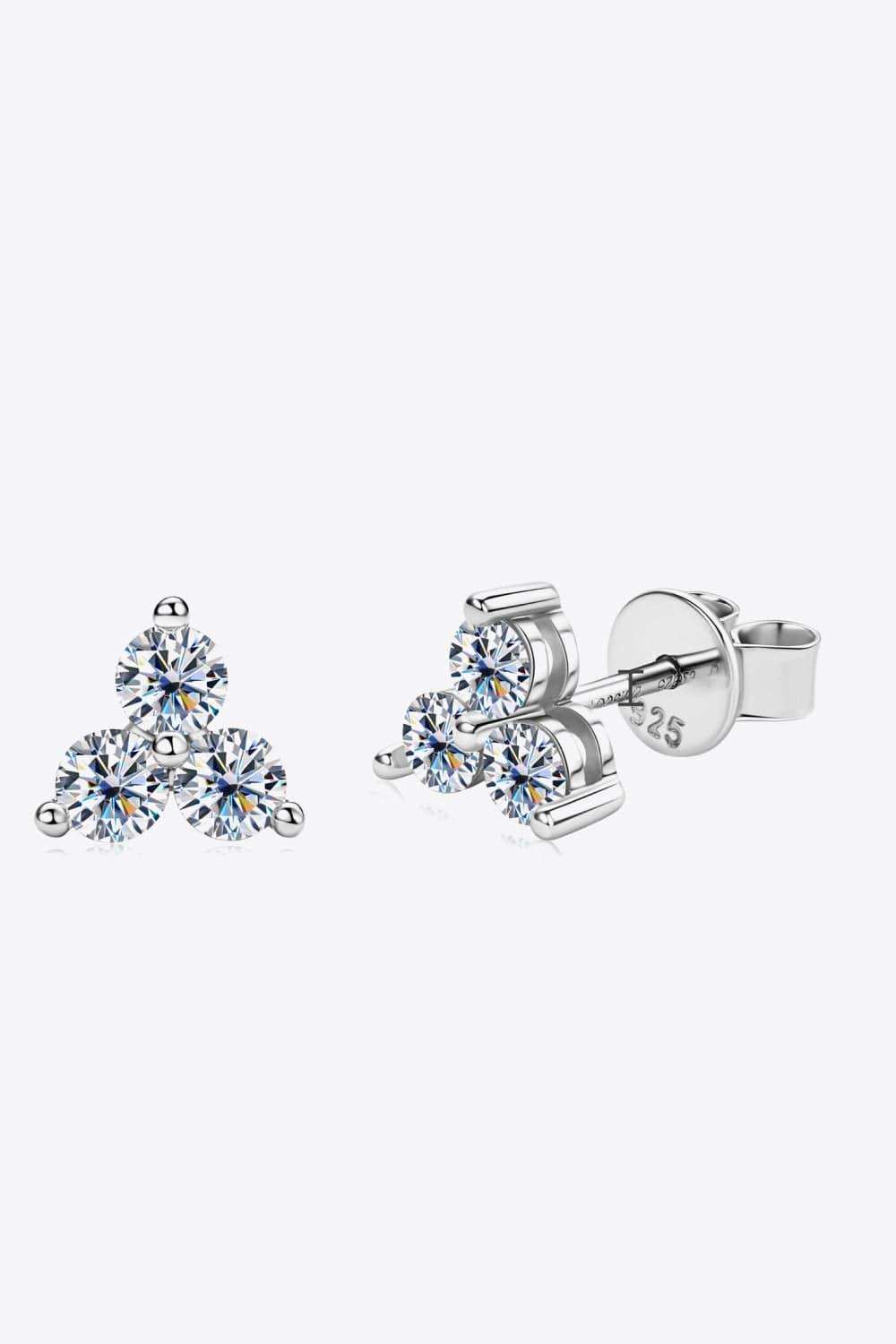Moissanite 925 Sterling Silver Stud Earrings - Trendsi - Flyclothing LLC