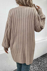 Open Front Cardigan with Pockets - Trendsi - Flyclothing LLC