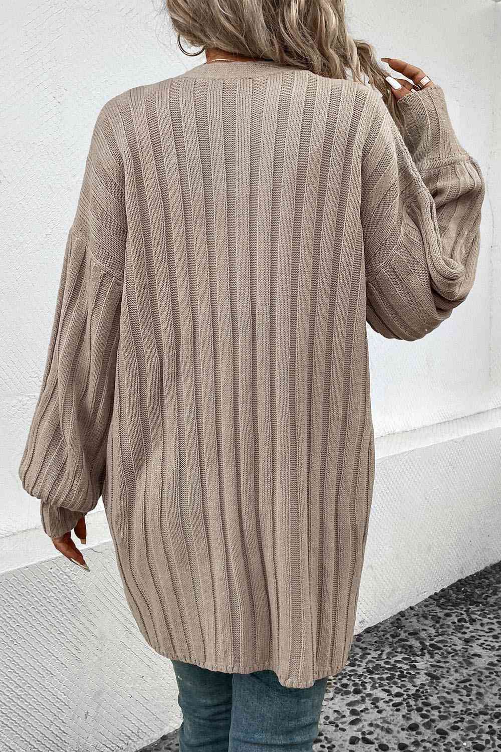 Open Front Cardigan with Pockets - Trendsi - Flyclothing LLC