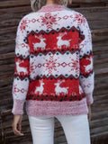Reindeer & Snowflake Round Neck Sweater - Trendsi