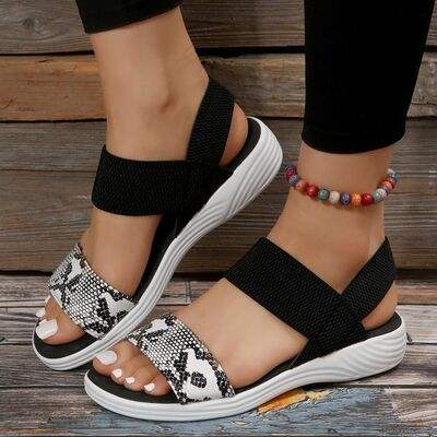 PU Leather Open Toe Low Heel Sandals - Trendsi - Flyclothing LLC