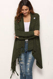 One-Button Tassel Tie Asymmetrical Hem Cardigan - Trendsi - Flyclothing LLC
