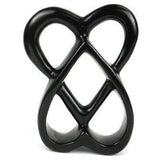 Handcrafted 8-inch Soapstone Connected Hearts Sculpture in Black - Smolart - Smolart