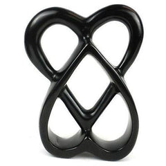 Handcrafted 8-inch Soapstone Connected Hearts Sculpture in Black - Smolart - Flyclothing LLC