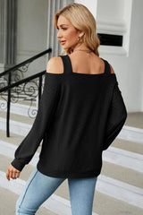 Cold Shoulder Square Neck Cutout Blouse - Trendsi