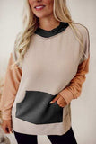 Color Block Exposed Seam Dropped Shoulder Hoodie - Trendsi - Flyclothing LLC