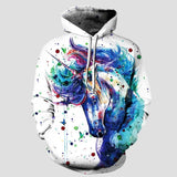 Full Size Unicorn Print Drawstring Hoodie with Pockets - Trendsi