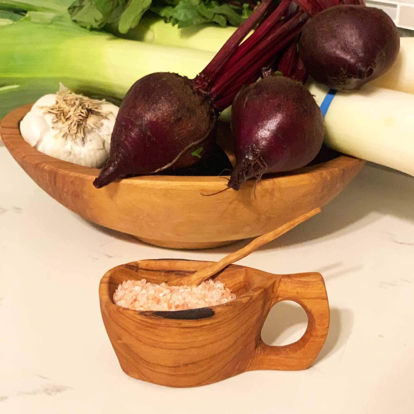 Reclaimed Olive Wood Salt Pot - Kahero Farm - Kenya - Kahero Farm - Flyclothing LLC
