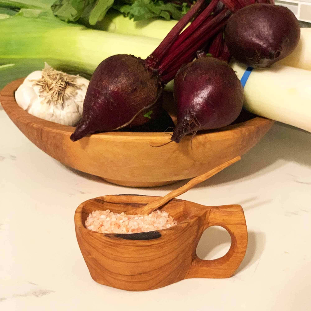 Reclaimed Olive Wood Salt Pot - Kahero Farm - Kenya - Kahero Farm - Flyclothing LLC
