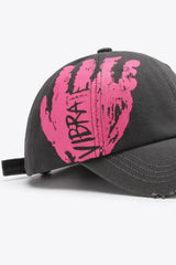 VIBRA Graphic Distressed Adjustable Baseball Cap - Trendsi - Flyclothing LLC
