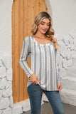 Printed Square Neck Long Sleeve Blouse - Trendsi - Flyclothing LLC