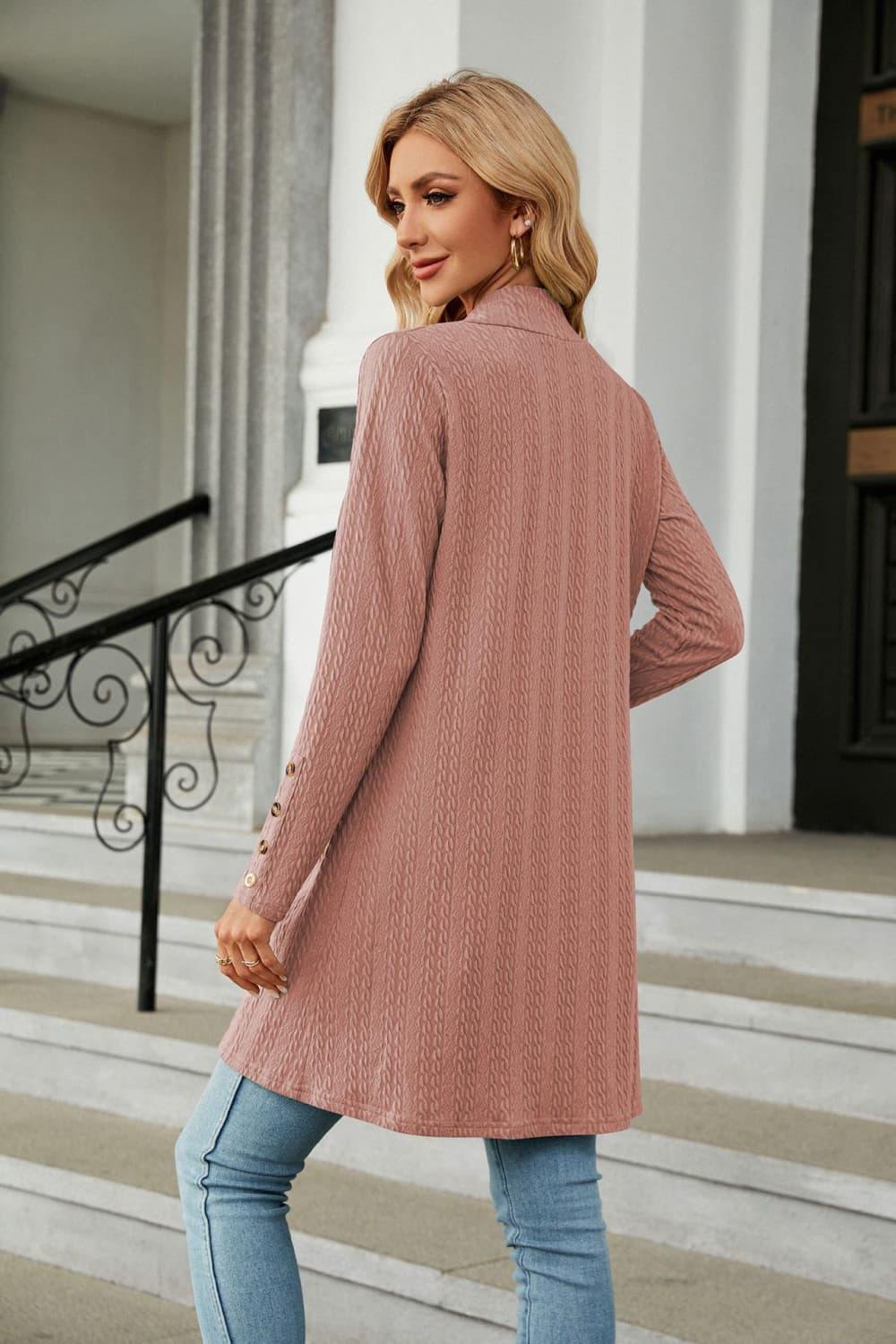 Long Sleeve Open Front Cardigan - Trendsi