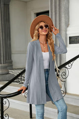 Long Sleeve Open Front Cardigan - Trendsi