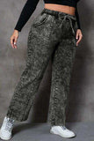 Plus Size Drawstring Pocketed Straight Jeans - Trendsi - Flyclothing LLC