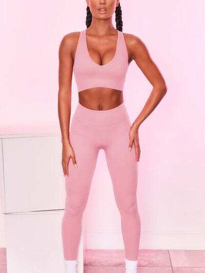 Scoop Neck Wide Strap Active Bra - Trendsi - Flyclothing LLC