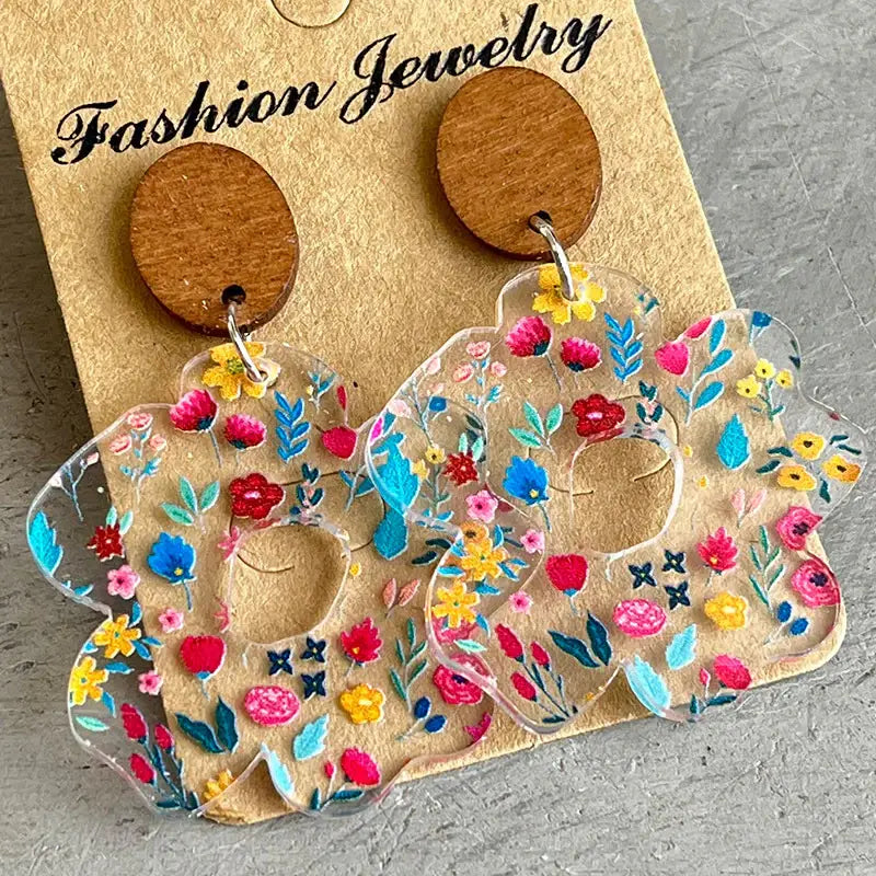 Flower Shape Acrylic Dangle Earrings - Trendsi - Flyclothing LLC