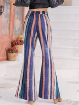 Striped Flare Leg Pants - Trendsi - Flyclothing LLC