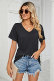 Short Sleeve V-Neck Tee Shirt - Trendsi - Flyclothing LLC
