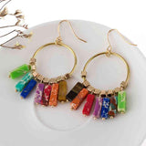 Multicolored Stone Dangle Earrings - Trendsi