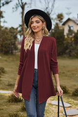 Open Front Long Sleeve Cardigan - Trendsi
