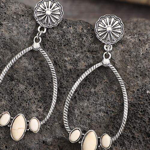 Artificial Turquoise Teardrop Earrings - Trendsi - Flyclothing LLC