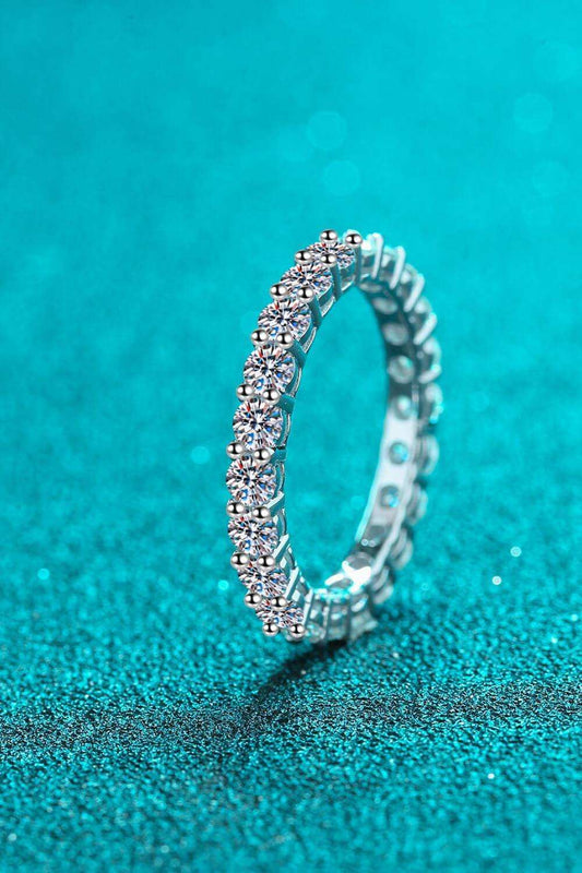 2.2 Carat Moissanite Rhodium-Plated Ring - Trendsi - Flyclothing LLC