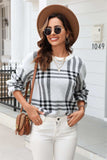 Printed Round Neck Dropped Shoulder Sweater - Trendsi - Flyclothing LLC