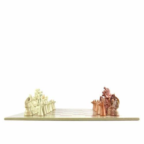 Hand Carved Soapstone Animal Chess Set - 15" Board - Smolart - Flyclothing LLC