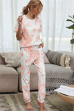 Tie-Dye Tee and Drawstring Waist Joggers Lounge Set - Trendsi - Flyclothing LLC