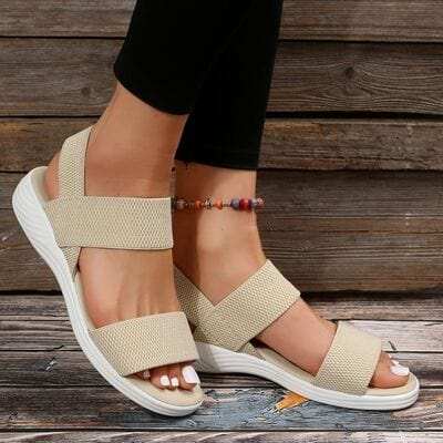 Rubber Open Toe Low Heel Sandals - Trendsi - Flyclothing LLC